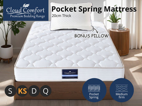 Euro Top Mattress PIL20 with Pillow - King Single