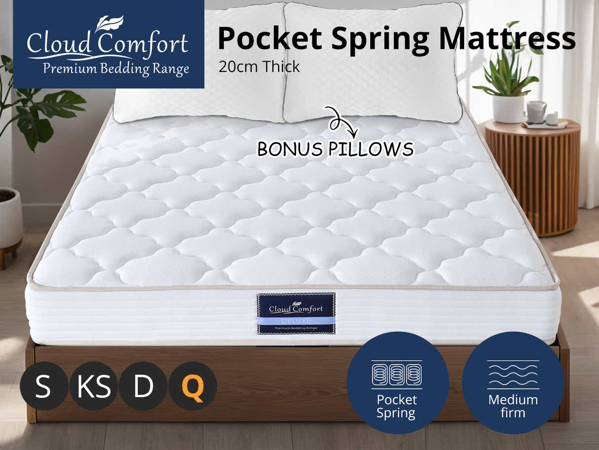 Euro Top Mattress PIL20 with Pillows - Queen