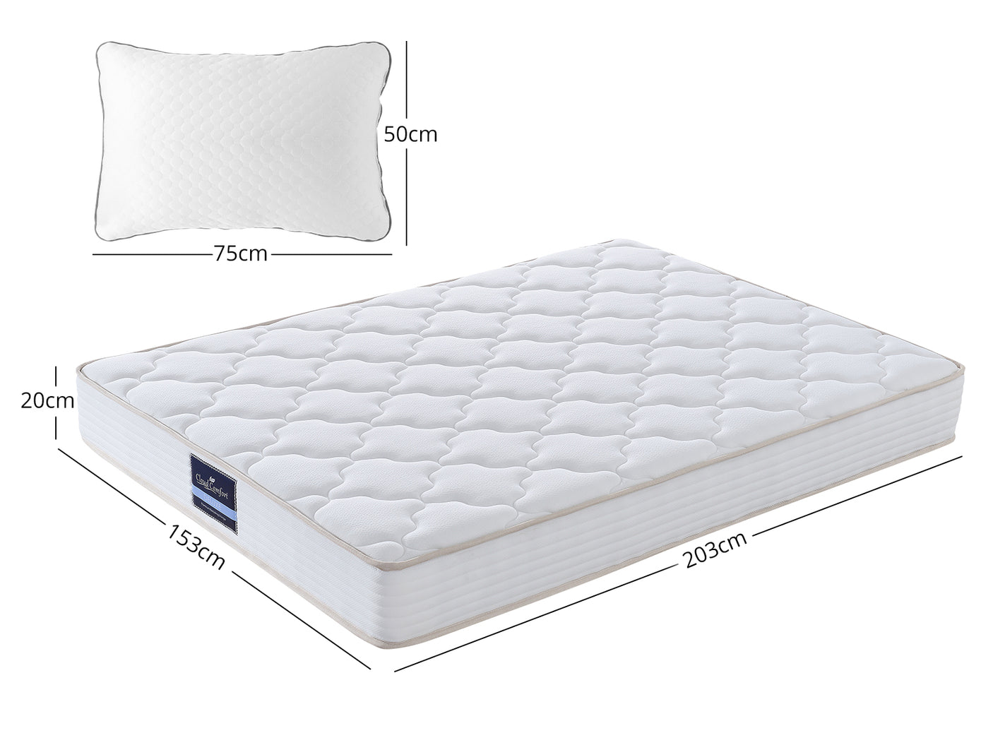 Euro Top Mattress PIL20 with Pillows - Queen