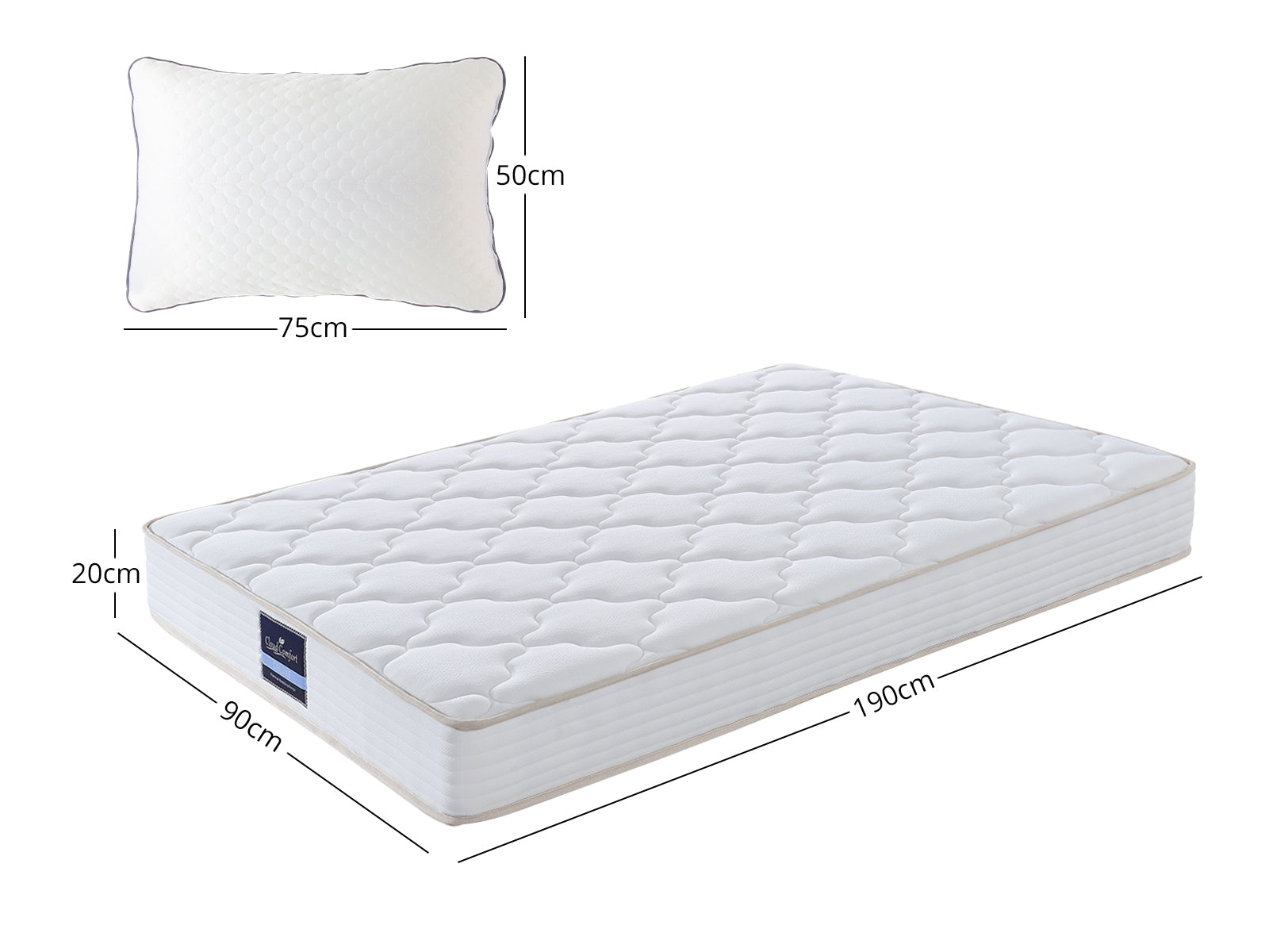 DS Euro Top Mattress PIL20 with Pillow - Single