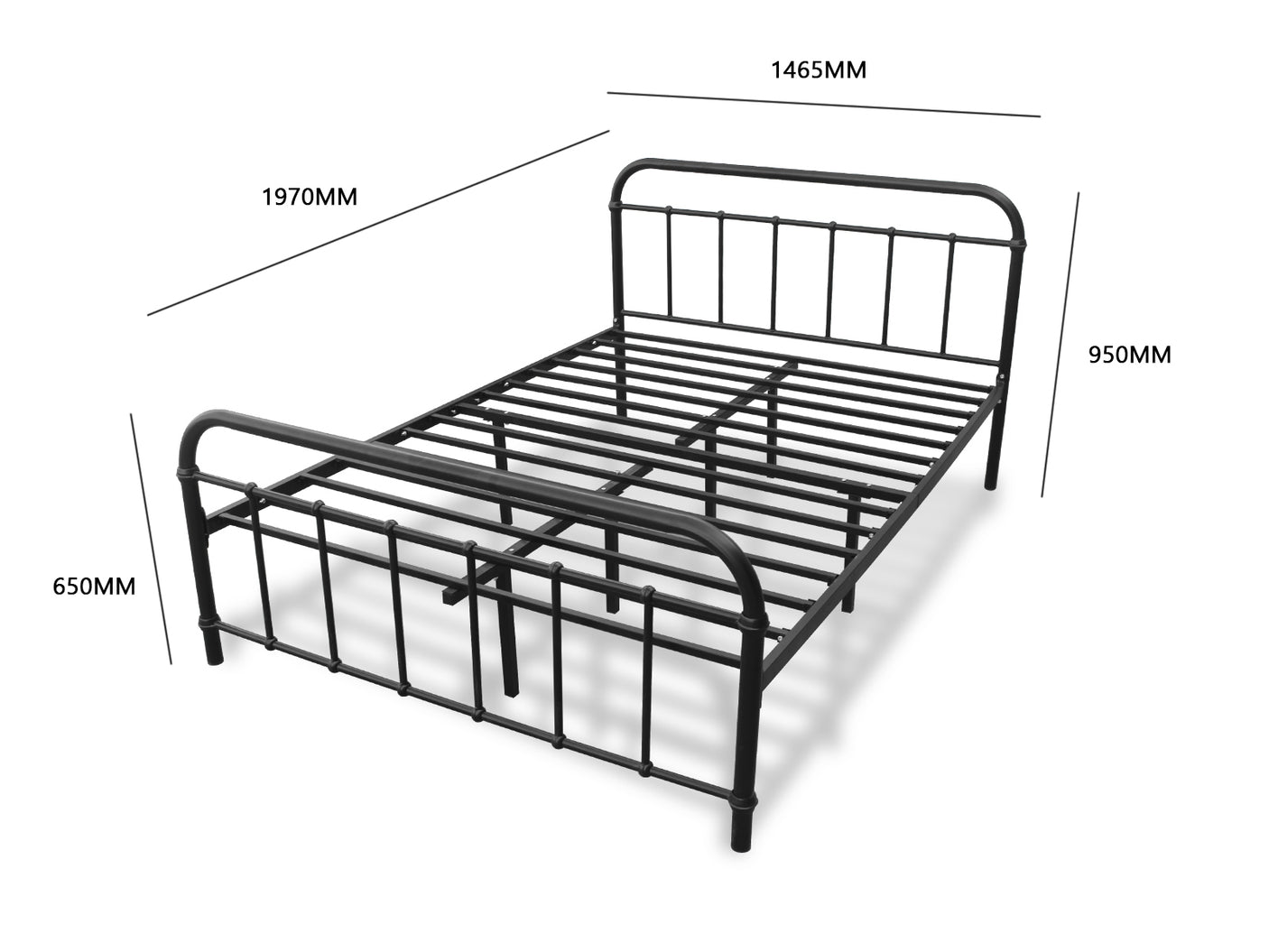 Darcy Double Bed Frame - Metal Black