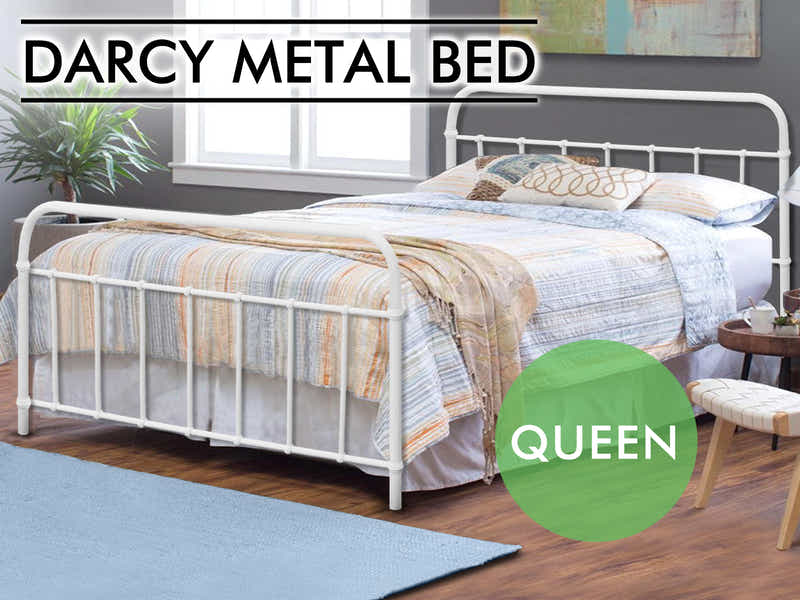 Darcy Metal Bed Frame White - Queen