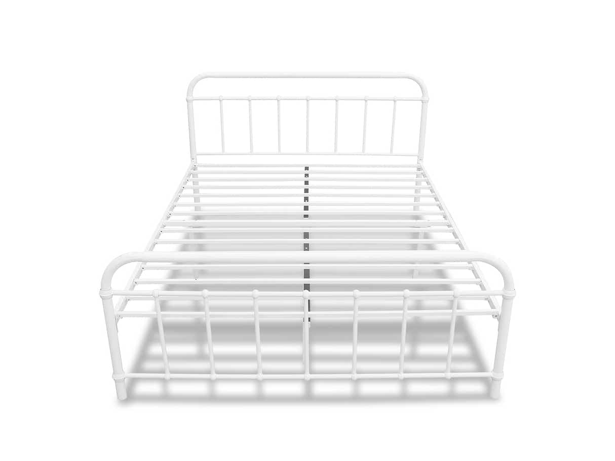 Darcy Metal Bed Frame White & Euro Top Mattress B34 - Queen
