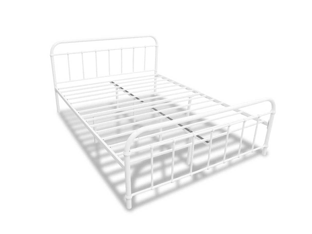 Darcy Metal Bed Frame White & Euro Top Mattress B34 - Queen