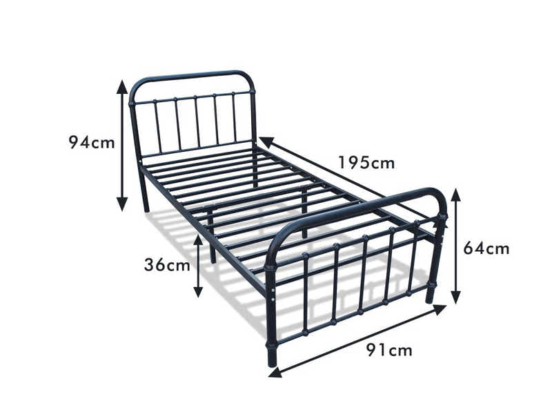 Darcy Metal Bed Frame Black - Single