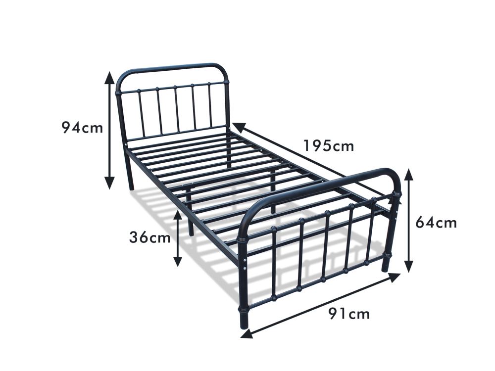 Darcy Single Bed Frame - Metal Black