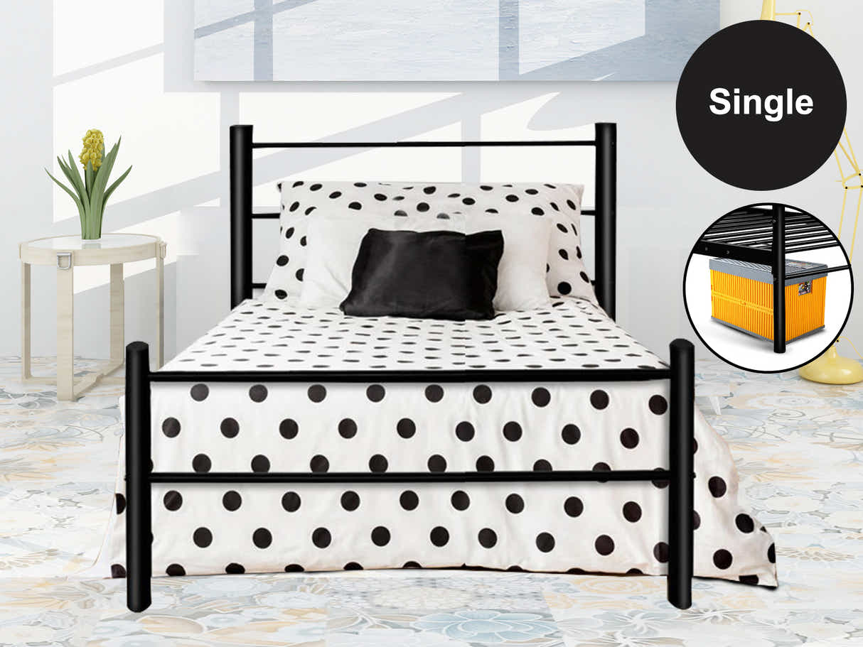 DS Sol Metal Bed Frame Black - Single