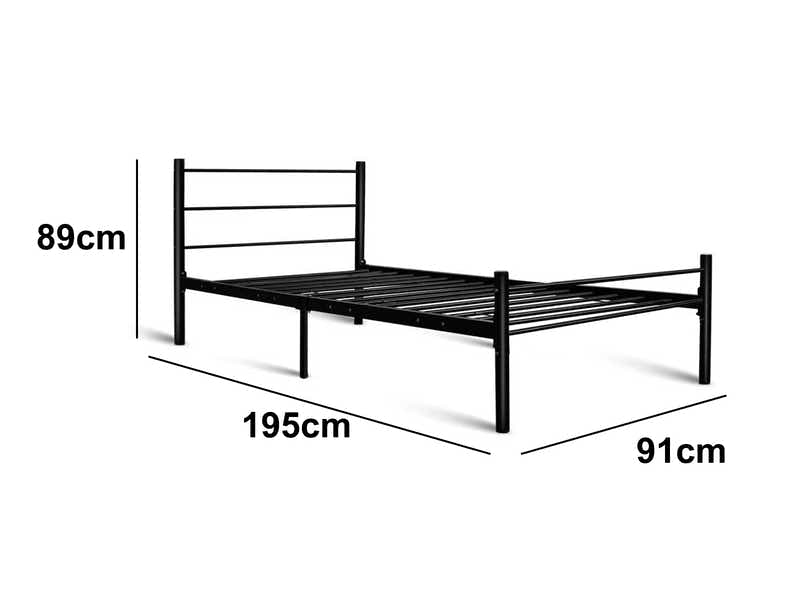 Sol Metal Bed Frame Black - Single