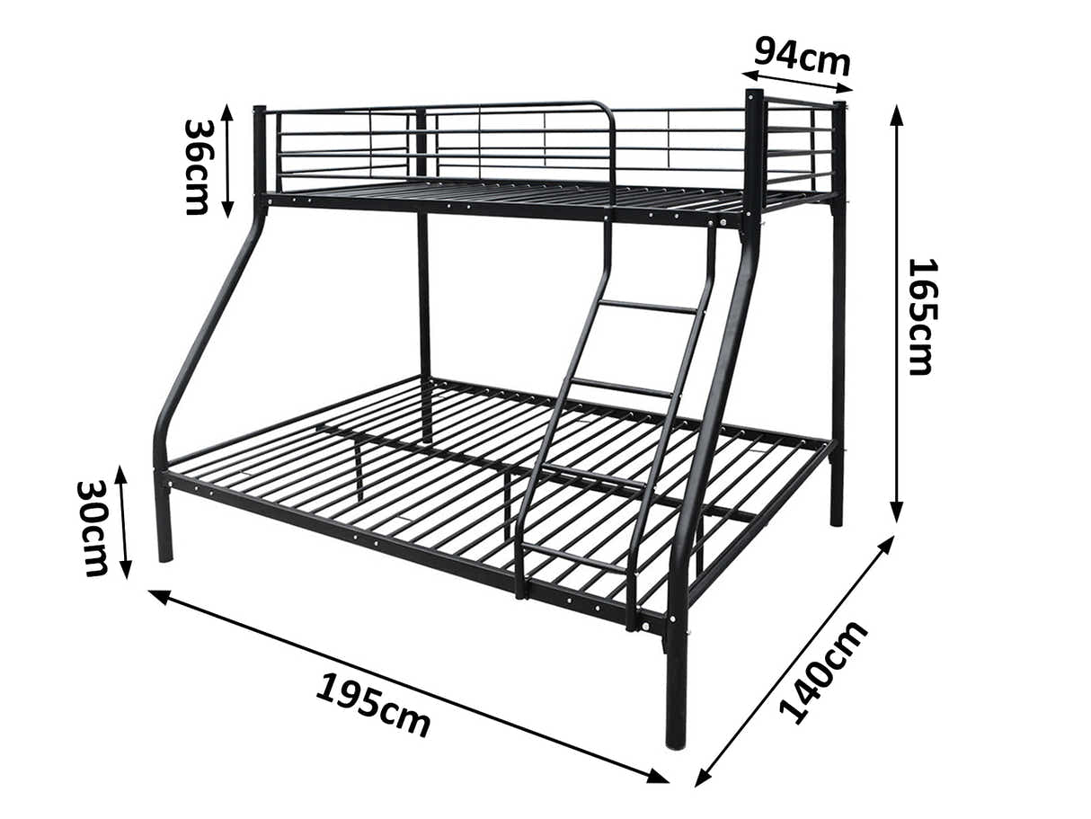 Metal Triple Bunk Bed - Black