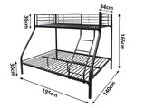 DS Triple Bunk Bed Black 36cm top guardrail