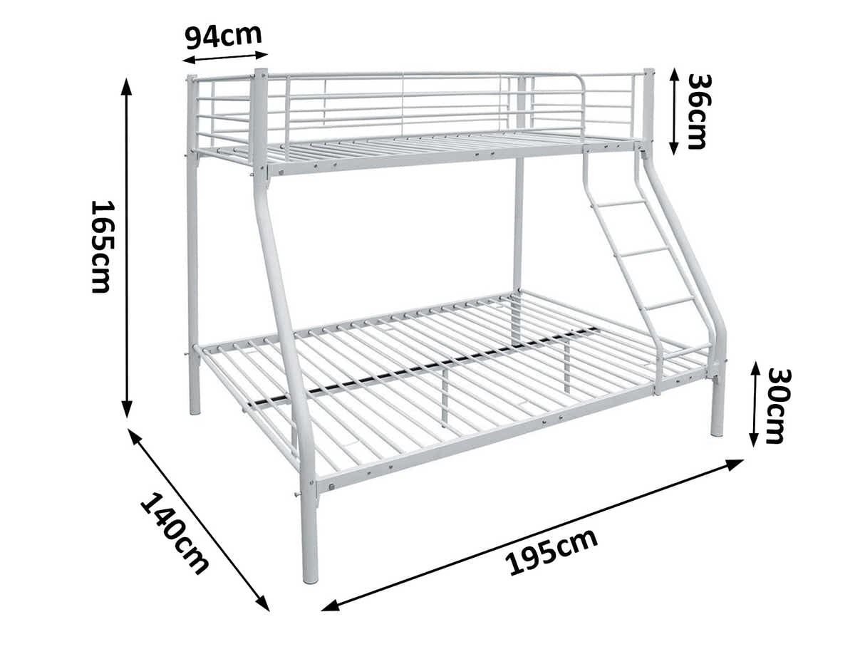 Metal Triple Bunk Bed - White