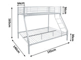 White Metal Triple Bunk Bed with Bonnell Mattress Combo
