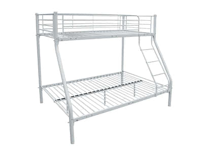 White Metal Triple Bunk Bed with Bonnell Mattress Combo