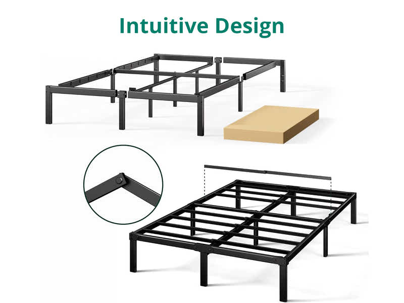DS Xclusive Metal Platform Bed Frame D Queen