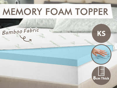 Memory Foam Mattress Topper 8 cm Blue – King Single