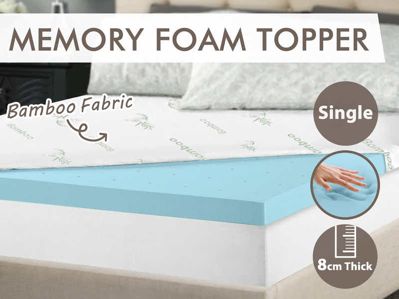 Memory Foam Mattress Topper 8 cm Blue – Single