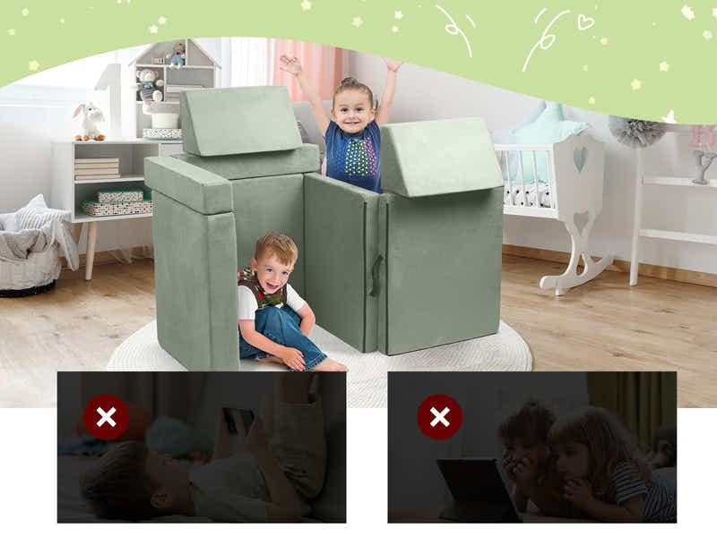 6-PC Modular Kids Play Couch Set - Green