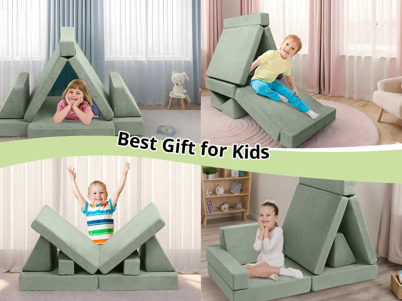 6-PC Modular Kids Play Couch Set - Green
