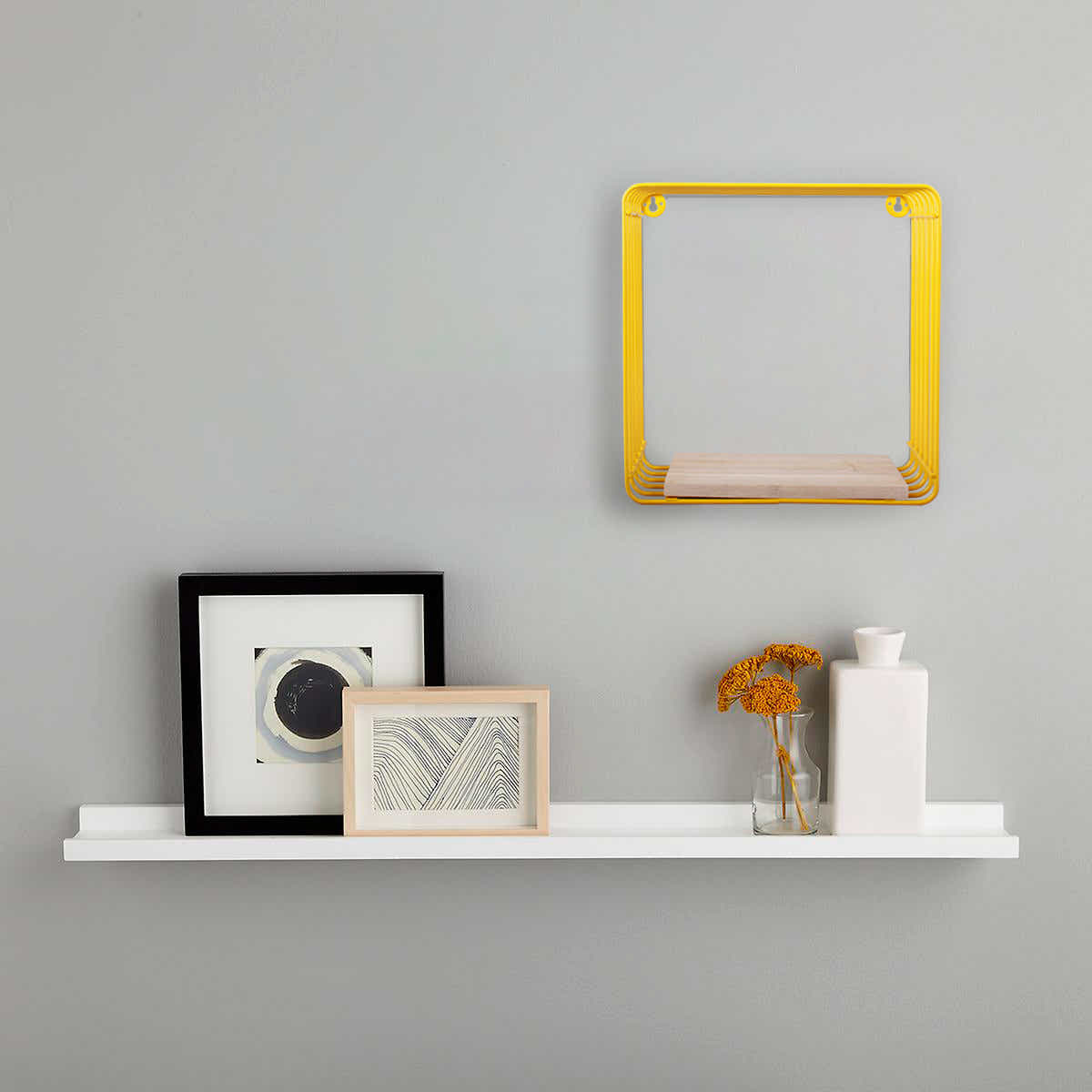 DS BS Wall Mounted Metal Wire Cube Display Decor Shelf