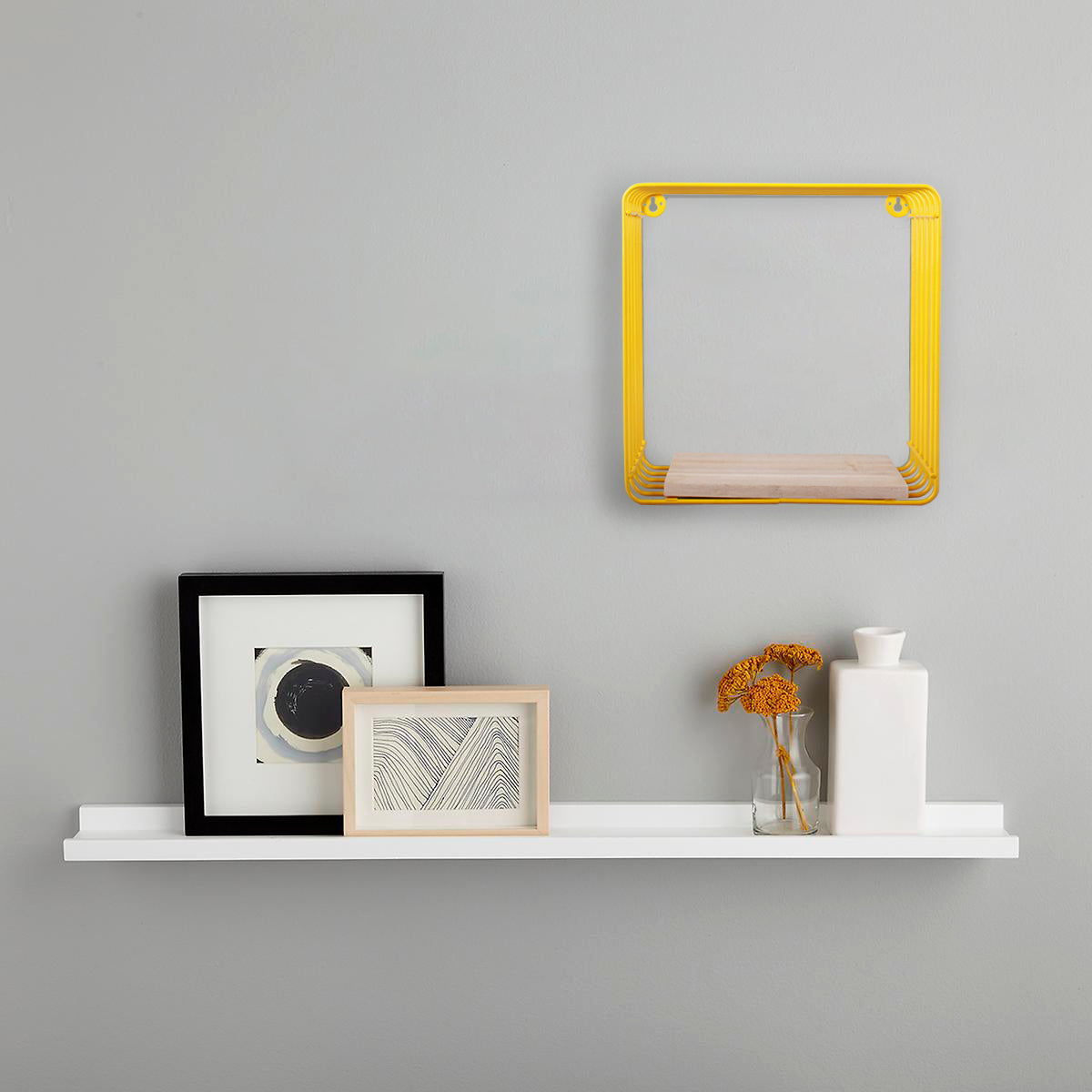 DS BS Wall Mounted Metal Wire Cube Display Decor Shelf