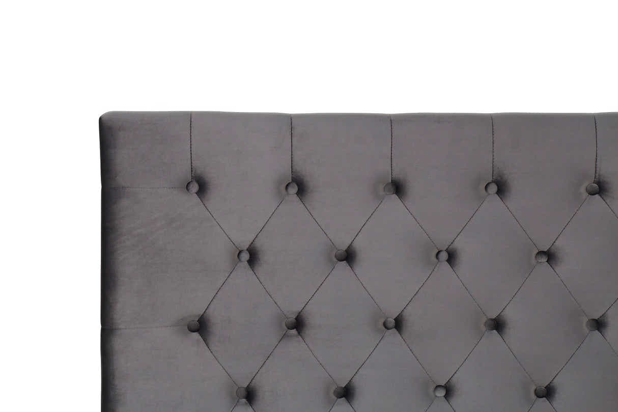 Rakel Velvet Headboard Grey - Double