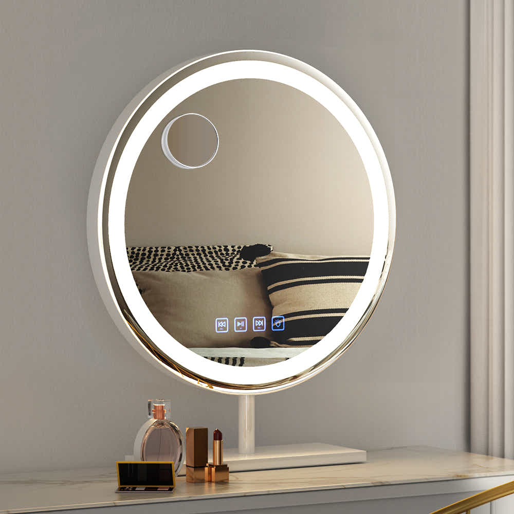 DS NA Makeup Mirror 40x40cm Hollywood Vanity with LED Light Tabletop Round