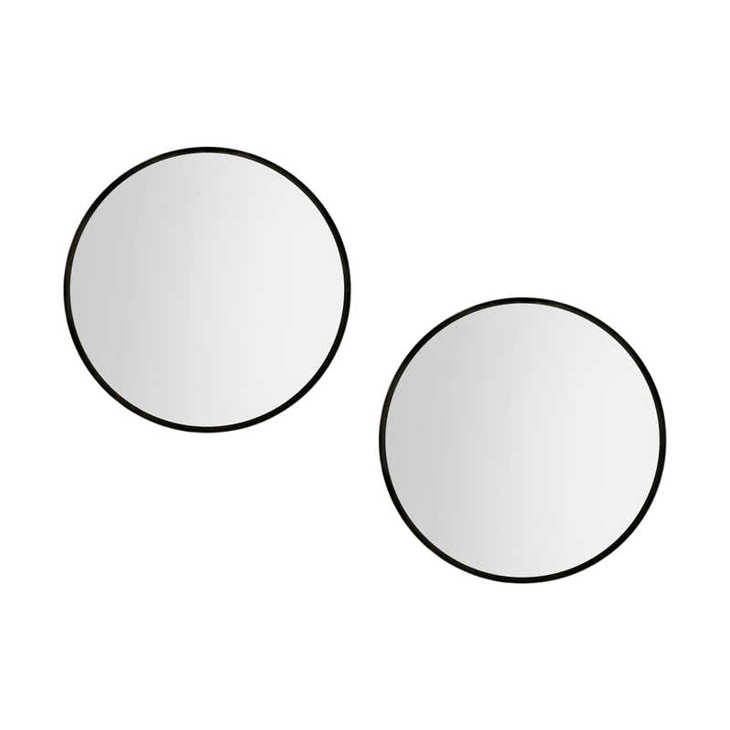 DS NA Embellir 2 Wall Mirror Makeup 50cm Home Decor Bathroom Round Black