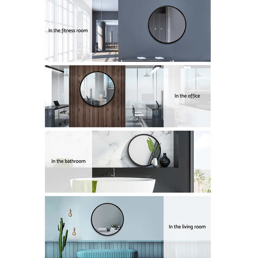 DS NA Embellir 2 Wall Mirror Makeup 50cm Home Decor Bathroom Round Black