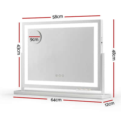 DS NA Embellir 58x46cm Vanity Mirror: 360° Rotating Makeup Mirror with LED