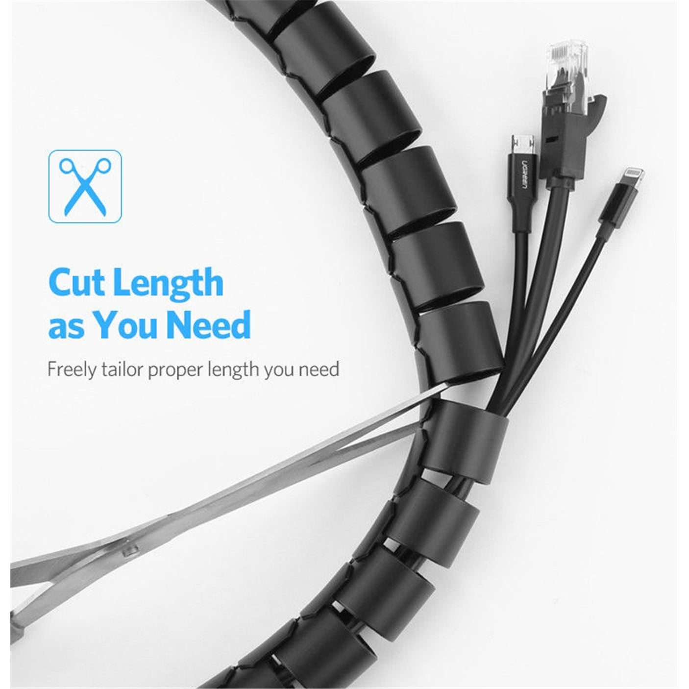 DS PB UGREEN Cable Management Sleeve Protection Tube DIA 25mm 5m (Black)