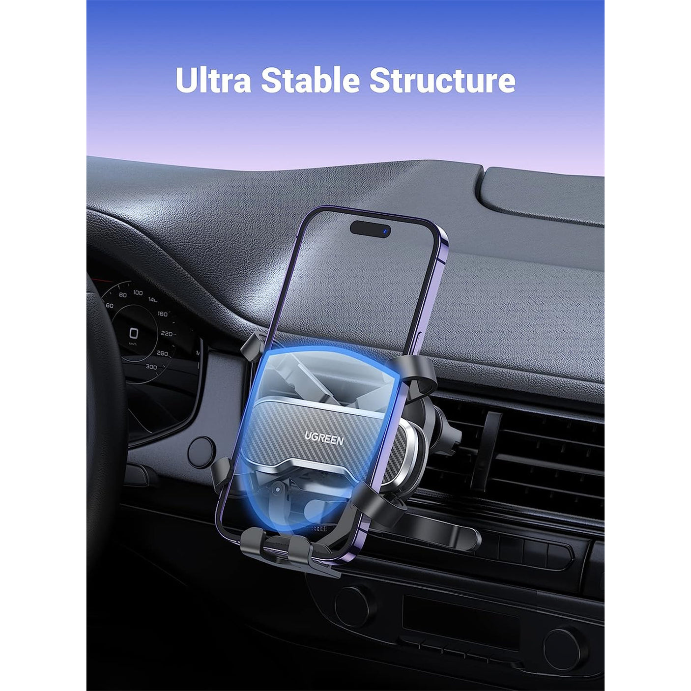 DS PB UGREEN LP228 Gravity Drive Air Vent Car Mount - Phone Holder With Arc-Sha