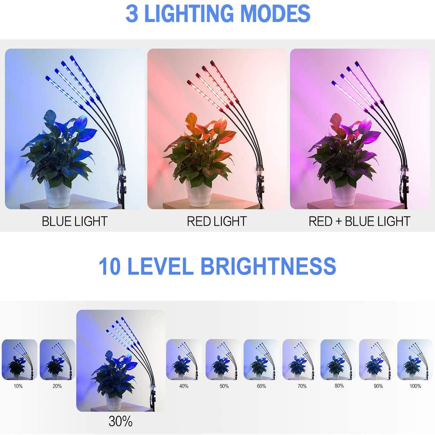 DS BS 4 Head LED Plant Grow Light with Stand and Remote Control