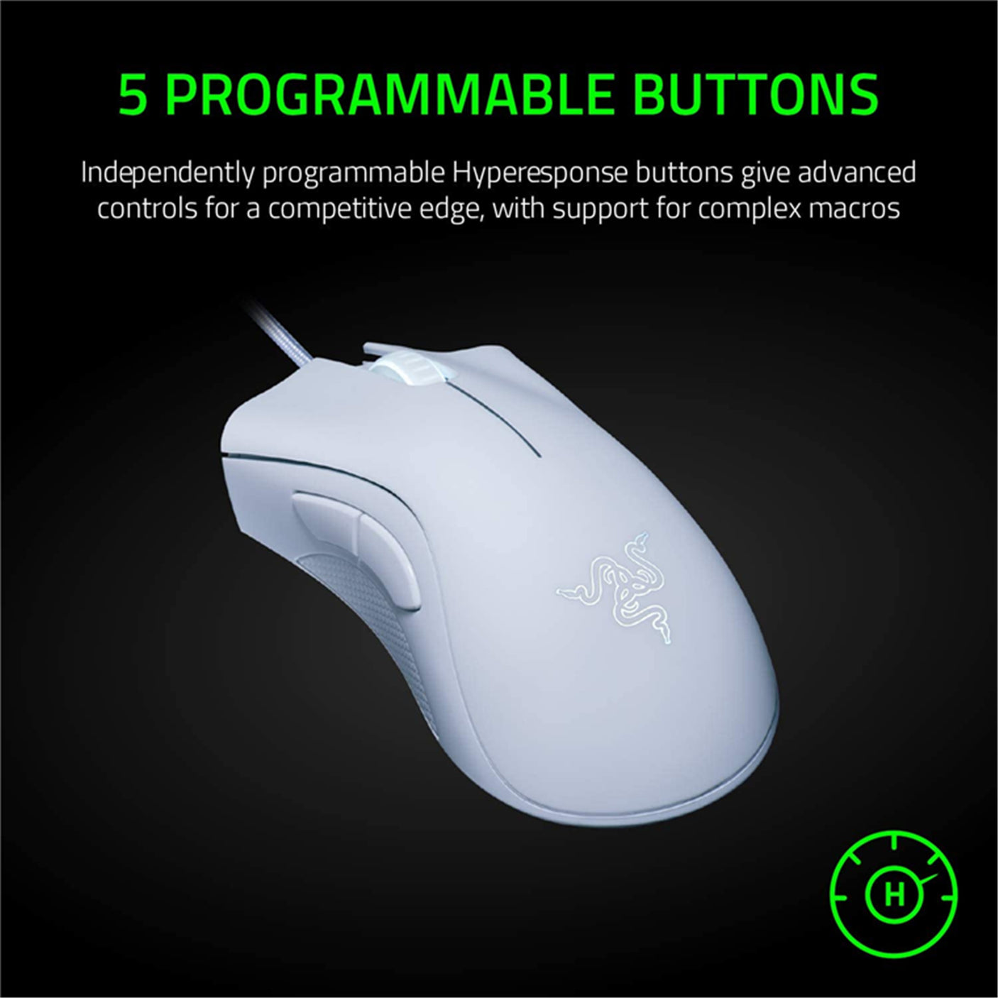 DS PB Razer Deathadder Essential Gaming Mouse - Mercury White