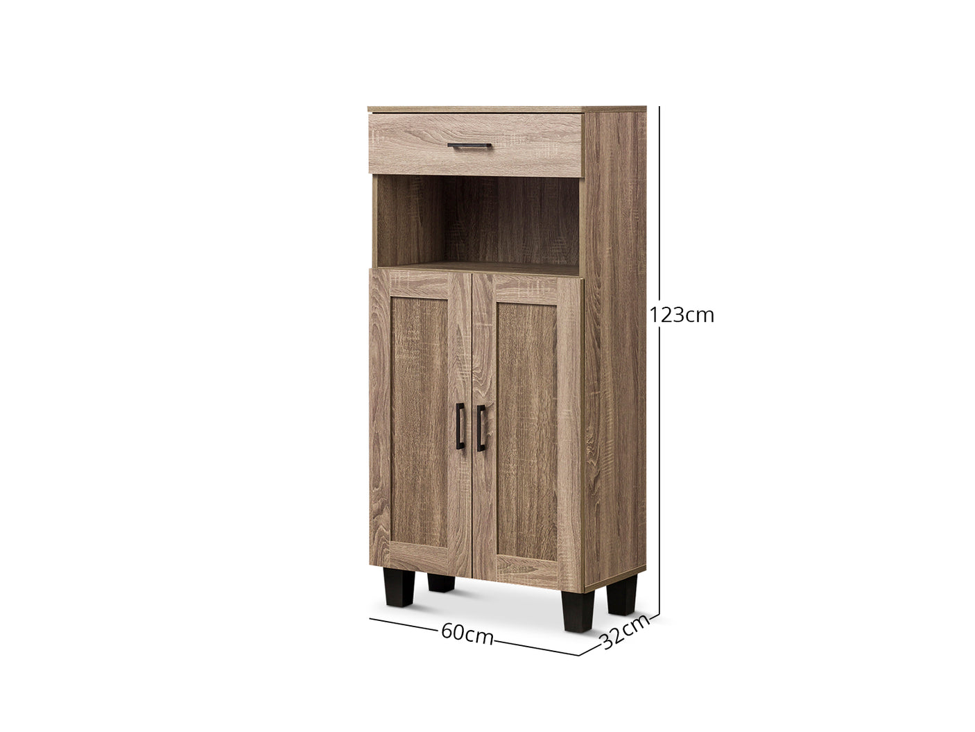 Johnson 2 Door Shoe Cabinet With 1 Drawer