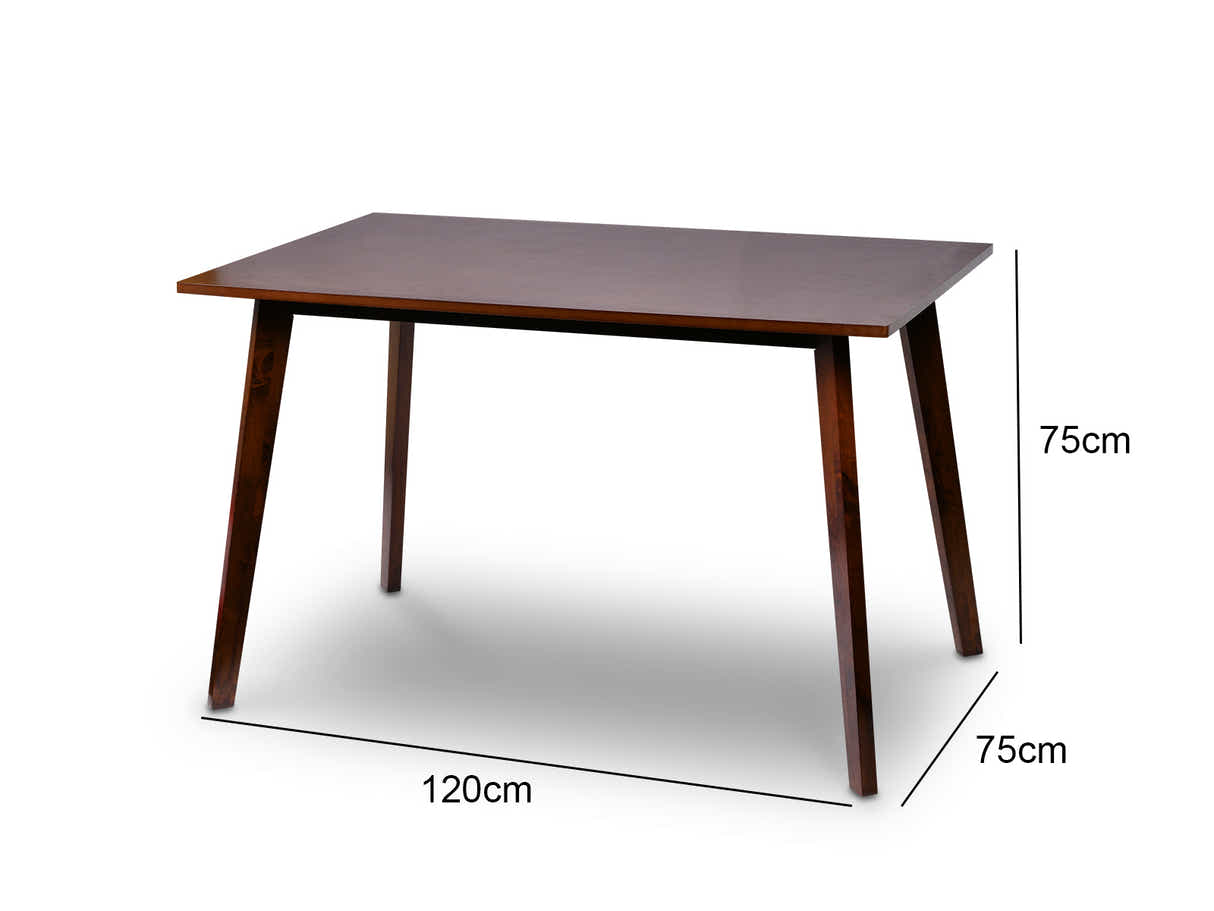 Fiesta Dining Table Walnut - 120 cm & Iora Dining Chair Walnut - Set of 4