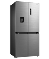 T Midea 470L Cross Door Fridge Freezer Stainless Steel with Water Dispenser