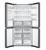 T Midea 470L Cross Door Fridge Freezer Stainless Steel with Water Dispenser