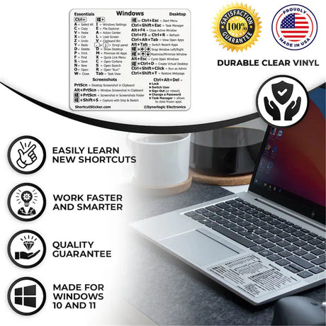 DS PB Windows PC/Laptop Reference Keyboard Shortcut Sticker - Clear No-Residue