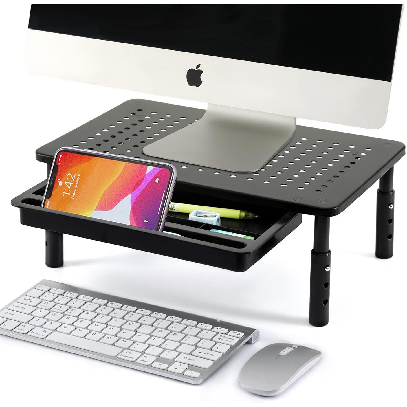 DS PB Office Monitor & Laptop Ergonomic Metal Riser Stand - 3 Levels Adjustable