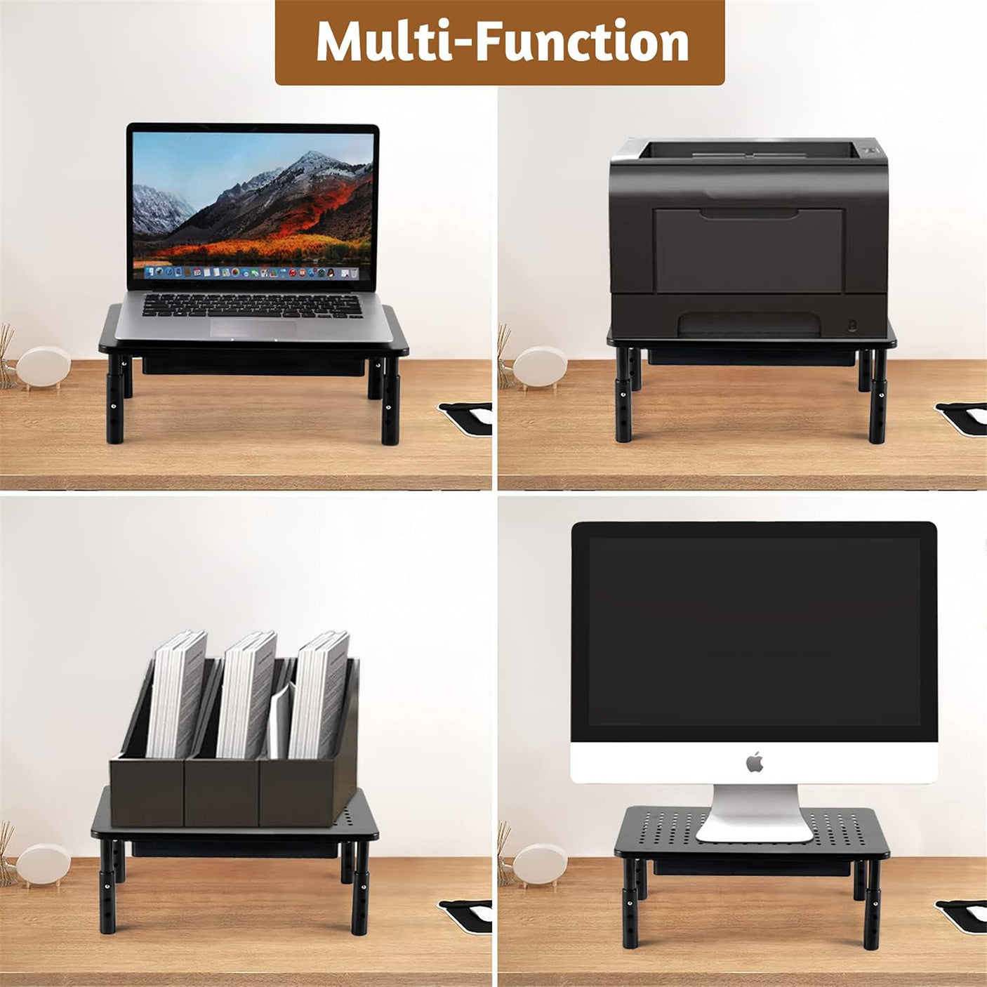 DS PB Office Monitor & Laptop Ergonomic Metal Riser Stand - 3 Levels Adjustable