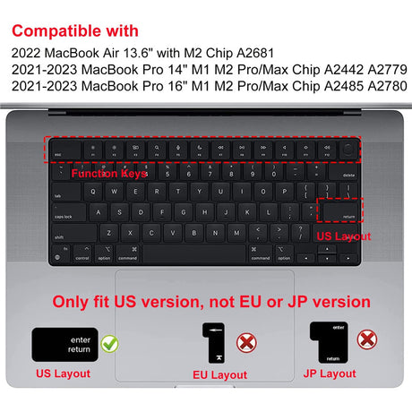 DS PB Ultra Thin Keyboard Cover Protector - Apple 13.6" Macbook Air with M2