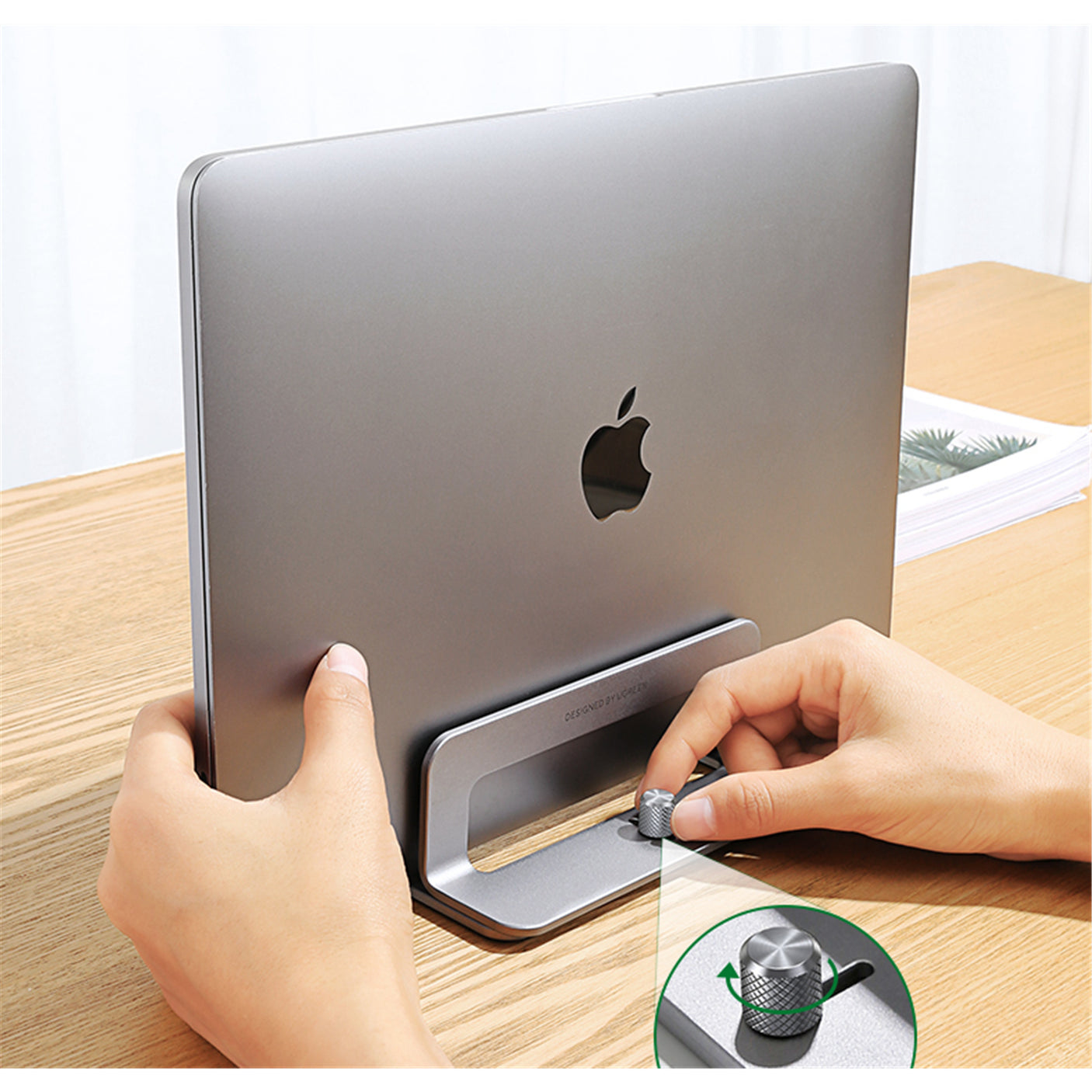 DS PB UGREEN LP258-20471 Vertical Laptop Stand - Silver Space Saving Upright