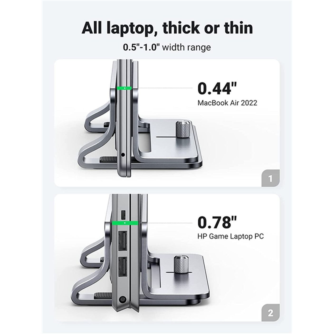 DS PB UGREEN LP258-20471 Vertical Laptop Stand - Silver Space Saving Upright