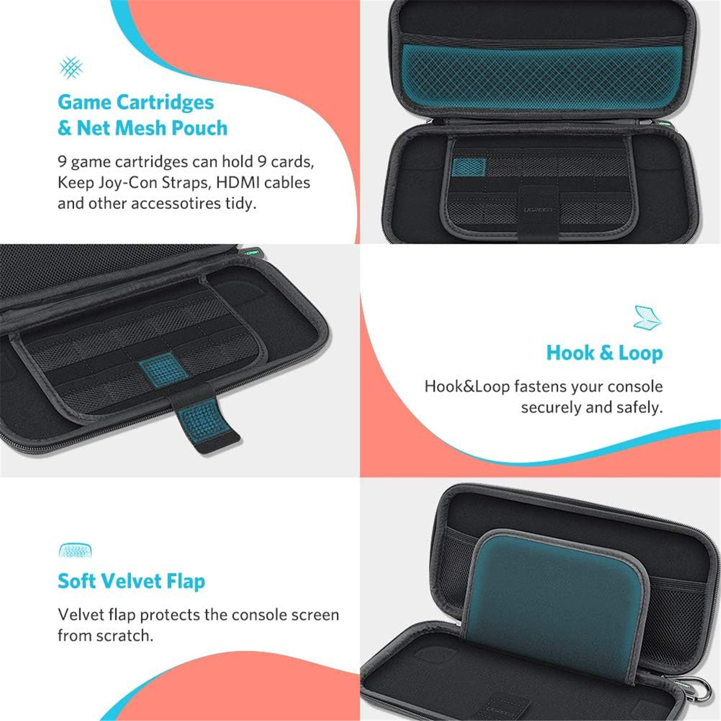 DS PB UGREEN Nintendo Switch EVA Hard Shell Carrying Case - Fits for Switch