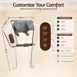 Livemor Neck Massager with Heat Pillow Shiatsu Shoulder Back Massager