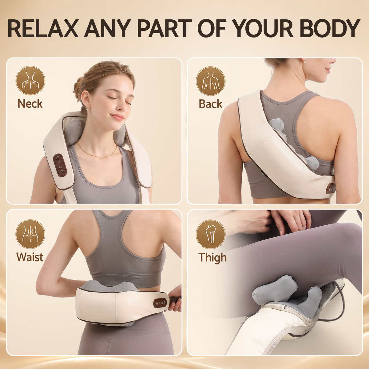 Livemor Neck Massager with Heat Pillow Shiatsu Shoulder Back Massager