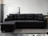 New Marcia Sectional Sofa with Chaise Linen Black