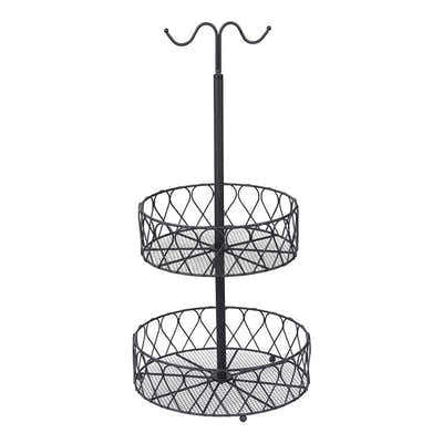 DS BS 2-Tier Fruit Basket Bowl with Banana Hanger