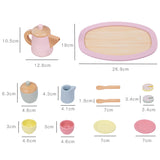 DS BS 12 Pcs Wooden Tea Cup Saucers Spoons Tray Set