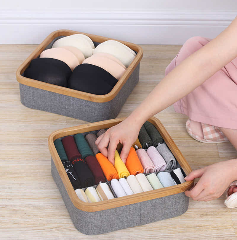 DS BS 4 Cell Non-Lidded Square Underwear Storage Basket